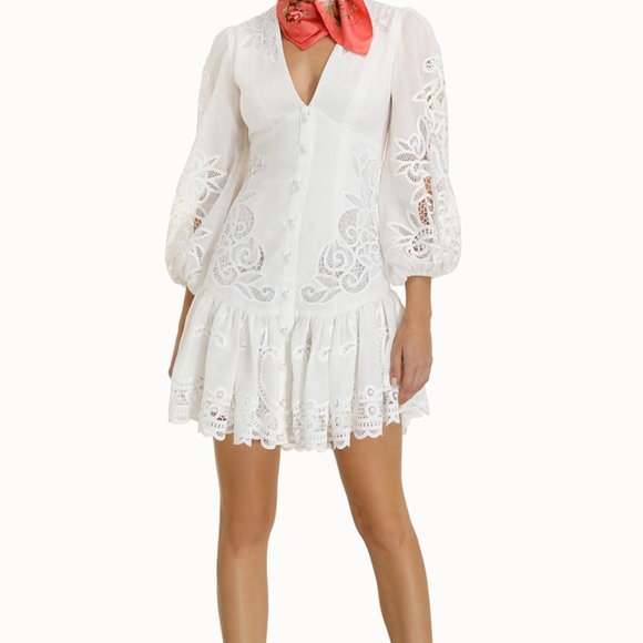EMBROIDERY APPLIQUE MINI DRESS - Picture 1 of 13